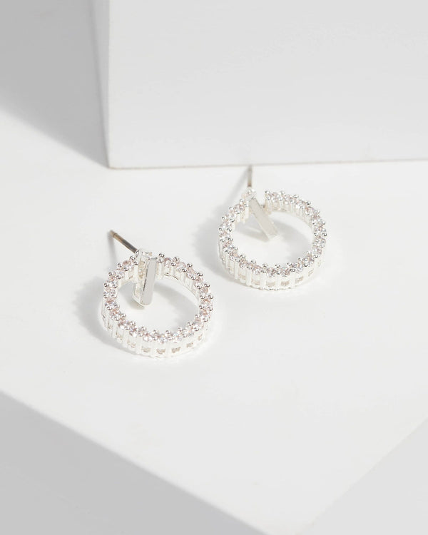 Cubic Zirconia Crystal Bar Stud Earrings | Earrings