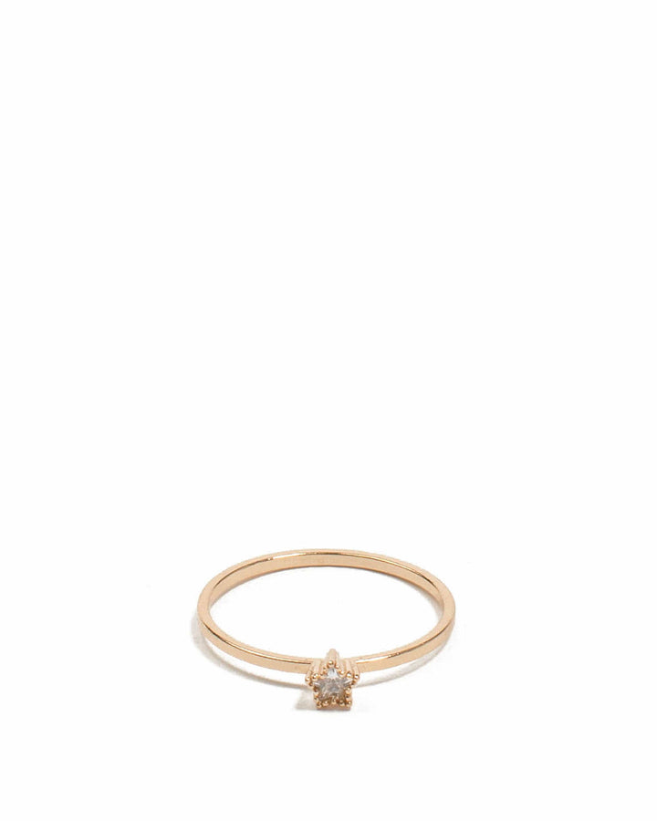 Colette by Colette Hayman Cubic Zirconia Gold Tone Mini Star Ring - Large