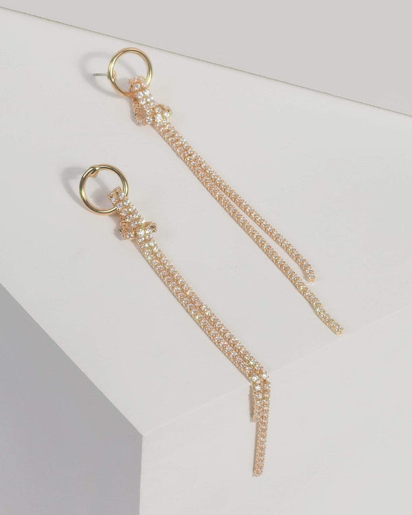 Cubic Zirconia Knotted Chain Earrings | Earrings