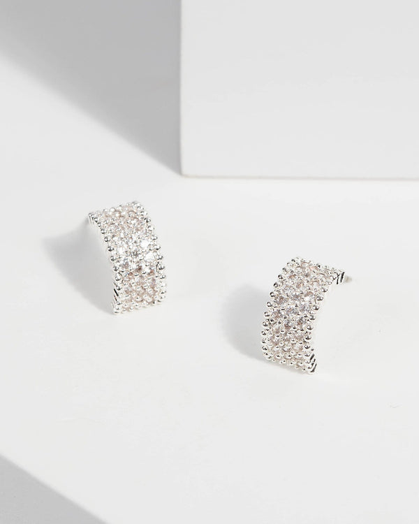 Cubic Zirconia Mini Pave Hoop Earrings | Earrings