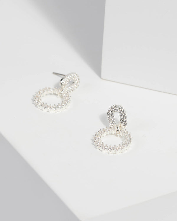 Cubic Zirconia Pave Circle Drop Earrings | Earrings