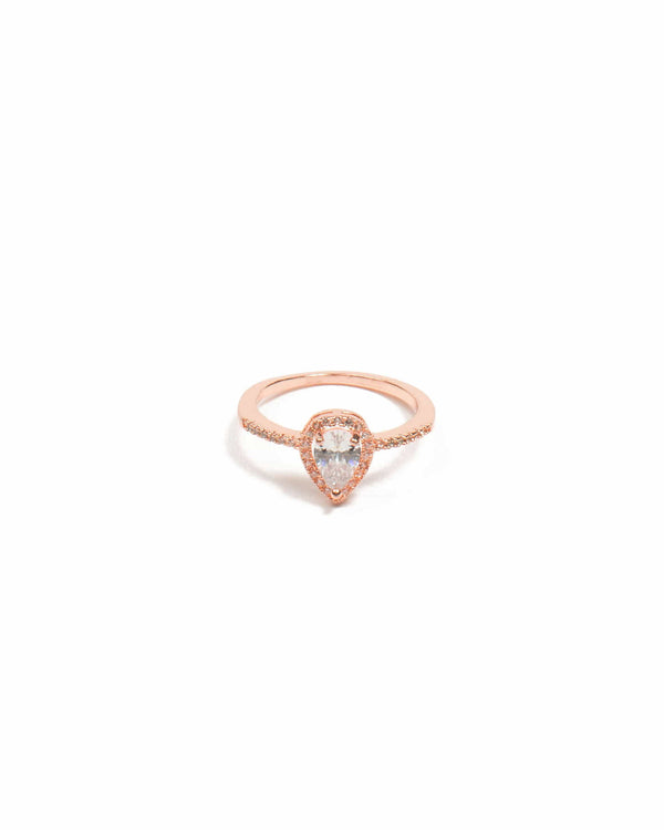 Colette by Colette Hayman Cubic Zirconia Pear Pave Rose Gold Ring - Large