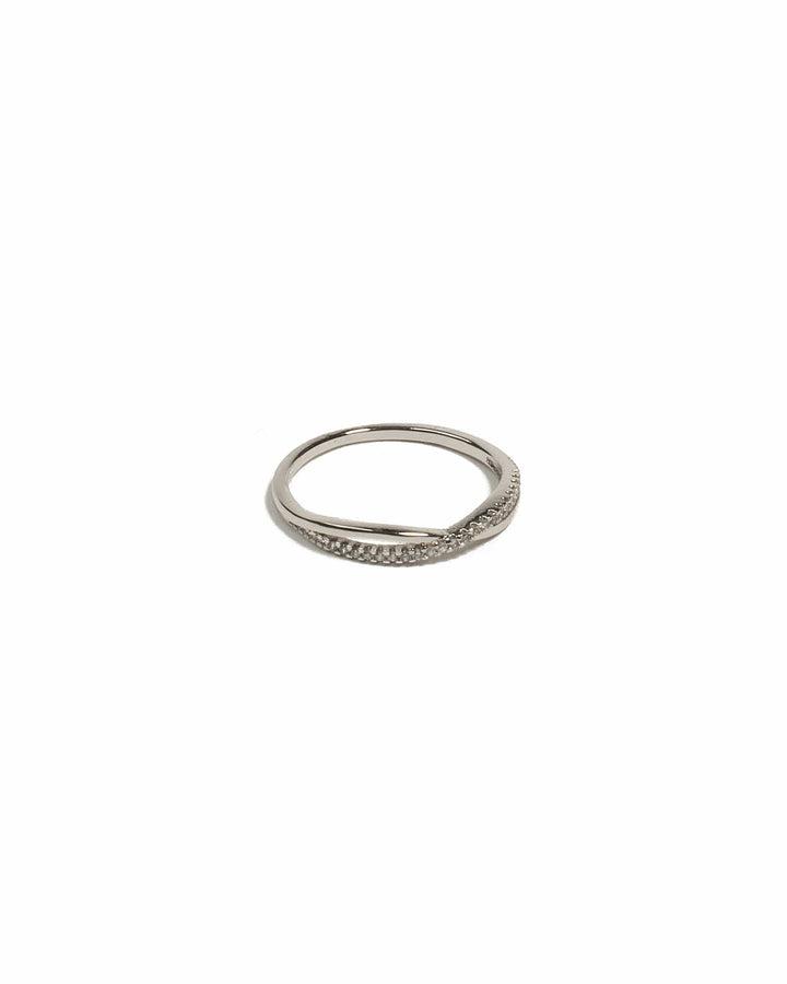 Colette by Colette Hayman Cubic Zirconia White Gold Plated Encrusted Twist Ring - Large
