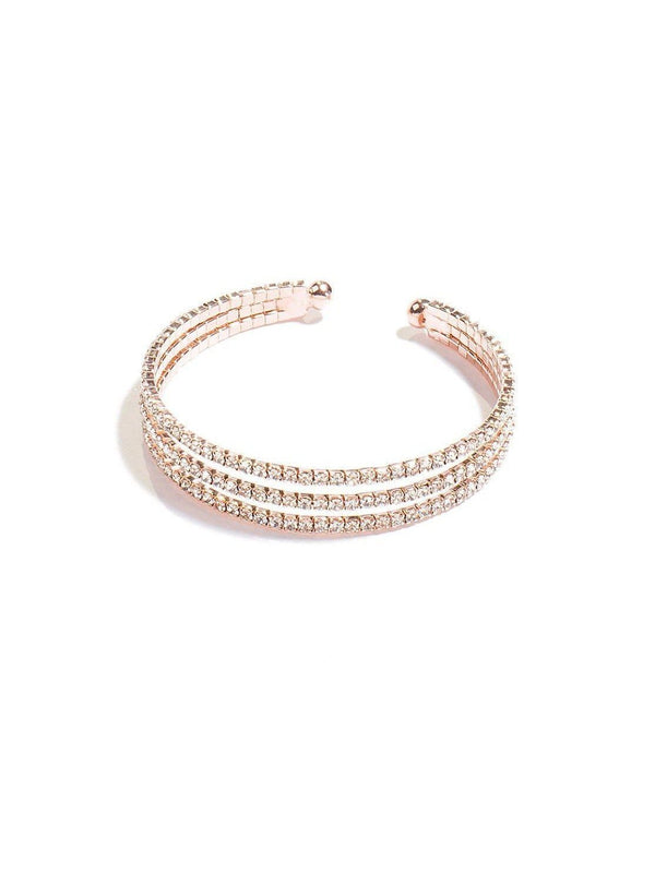 Diamante Cup Chain 3 Row Cuff Bracelet | Wristwear