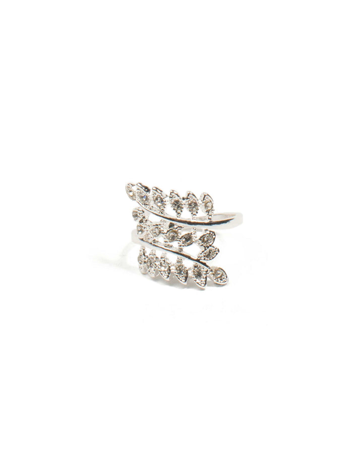 Colette by Colette Hayman Diamante Leaf Silver Wrap Ring - Medium