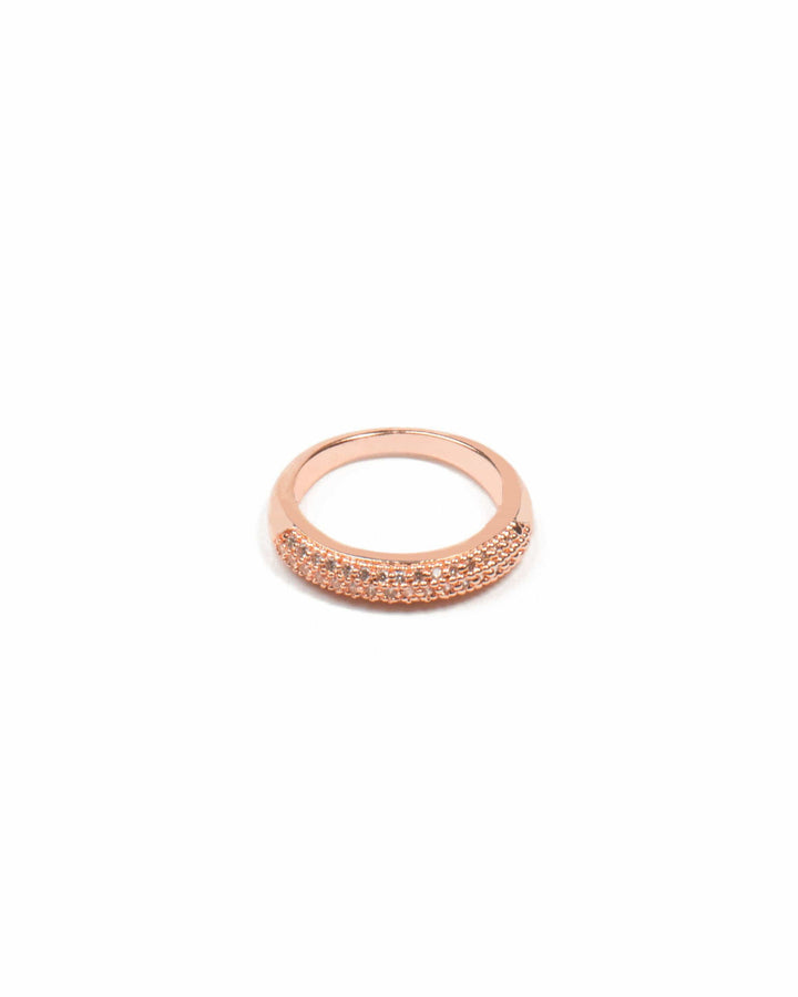 Colette by Colette Hayman Diamante Pave Stone Rose Gold Band Ring - Large