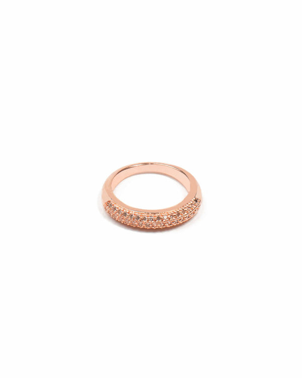 Colette by Colette Hayman Diamante Pave Stone Rose Gold Band Ring - Medium
