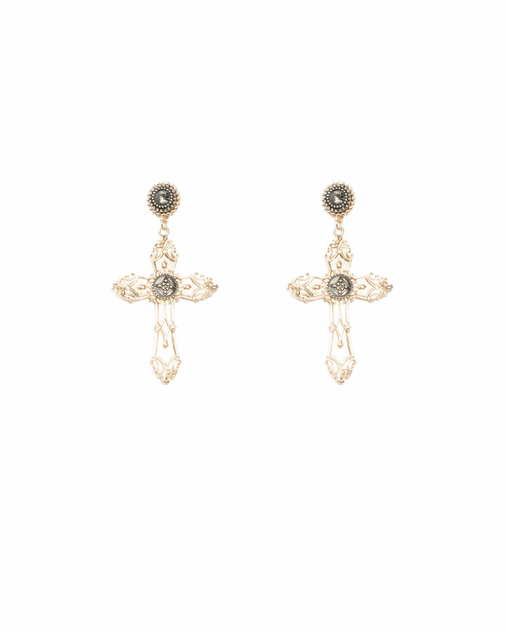 Colette by Colette Hayman Diamante Stone Cross Statement Earrings