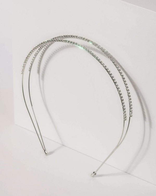 Double Diamante Thin Detail Headband | Accessories