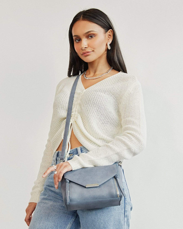 Dusty Blue Lydia Zip Crossbody Bag – colette by colette hayman