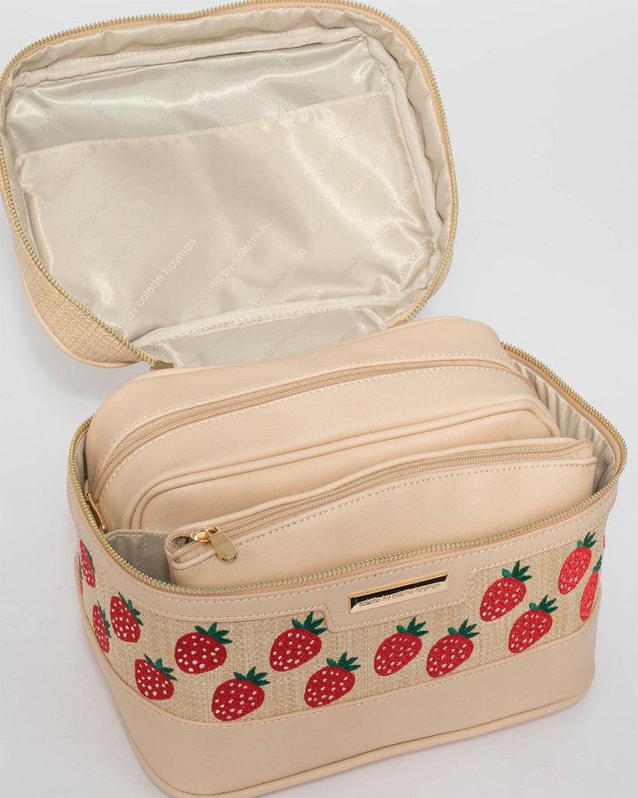 Colette by Colette Hayman Embroidered Natural Cosmetic Case