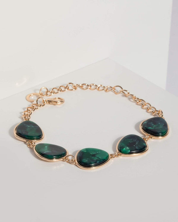 Emerald Acrylic Stone Detail Bracelet | Wristwear