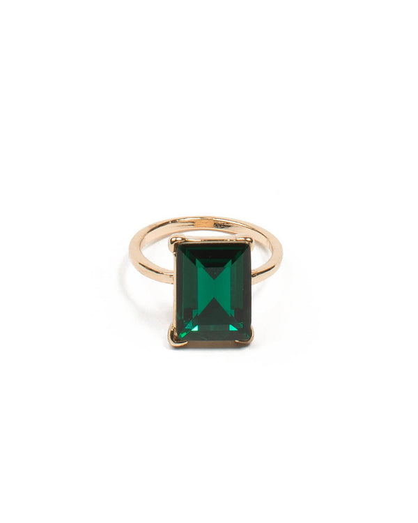 Colette by Colette Hayman Emerald Cocktail Gold Ring - Large