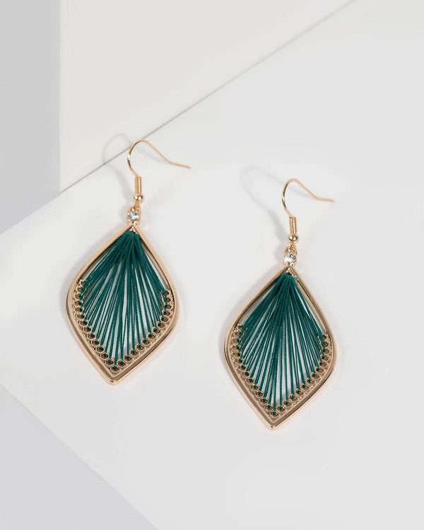 Emerald Cotton Thread Wrap Earrings | Earrings