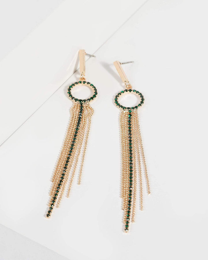 Emerald Crystal Tassel Drop Earrings | Earrings
