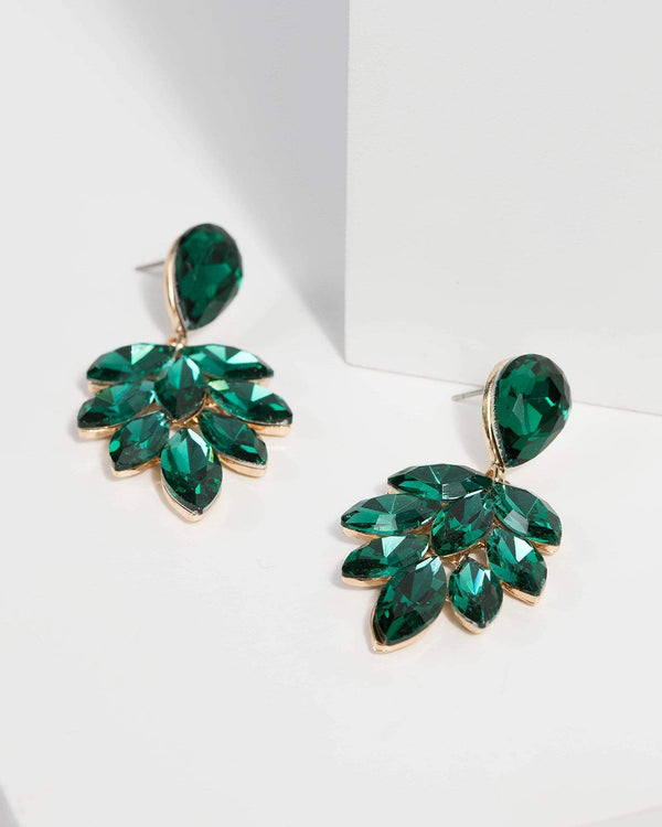 Emerald Multi Crystal Drop Earrings | Earrings