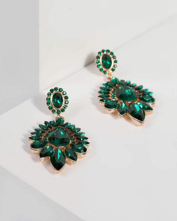 Emerald Multi Stone Drop Earrings | Earrings