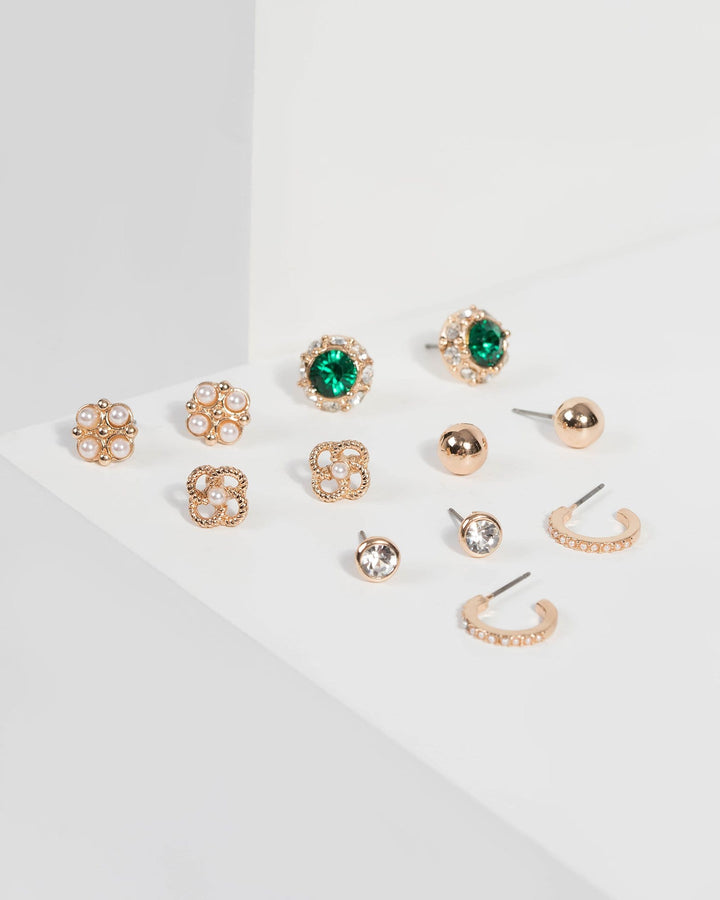 Emerald Royal Pearl Stud Earrings Set | Earrings