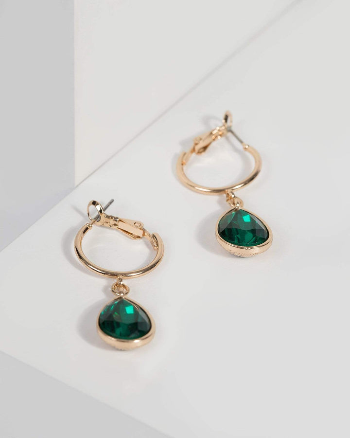 Emerald Stone Hoop Earrings | Earrings