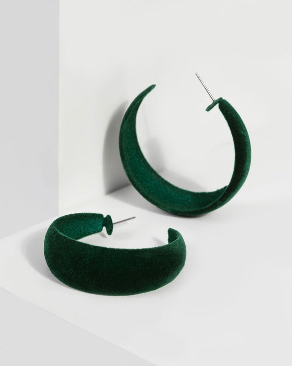 Emerald Velvet Hoop Earrings | Earrings