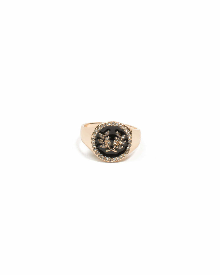 Colette by Colette Hayman Enamel With Diamante Leaf Ring - Medium