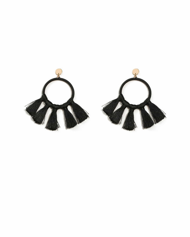 Colette by Colette Hayman Fabric Wrapped Tassel Circle Earrings