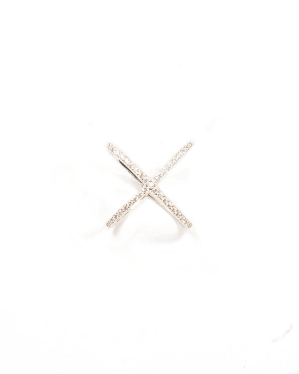 Colette by Colette Hayman Fine Diamante Pave Crossover Ring - Medium