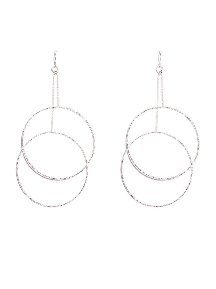 Fine Textured Double Circle Drop Earrings | Earrings
