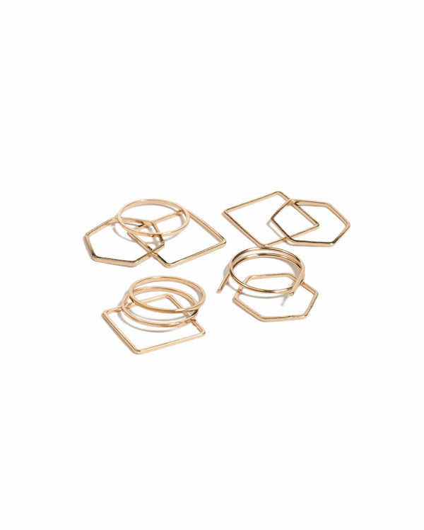 Colette by Colette Hayman Geo Gold Shape Multi Pack Rings - Large
