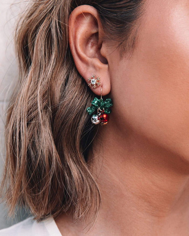 Glitter Bow With Bells Drop Earrings | Earrings