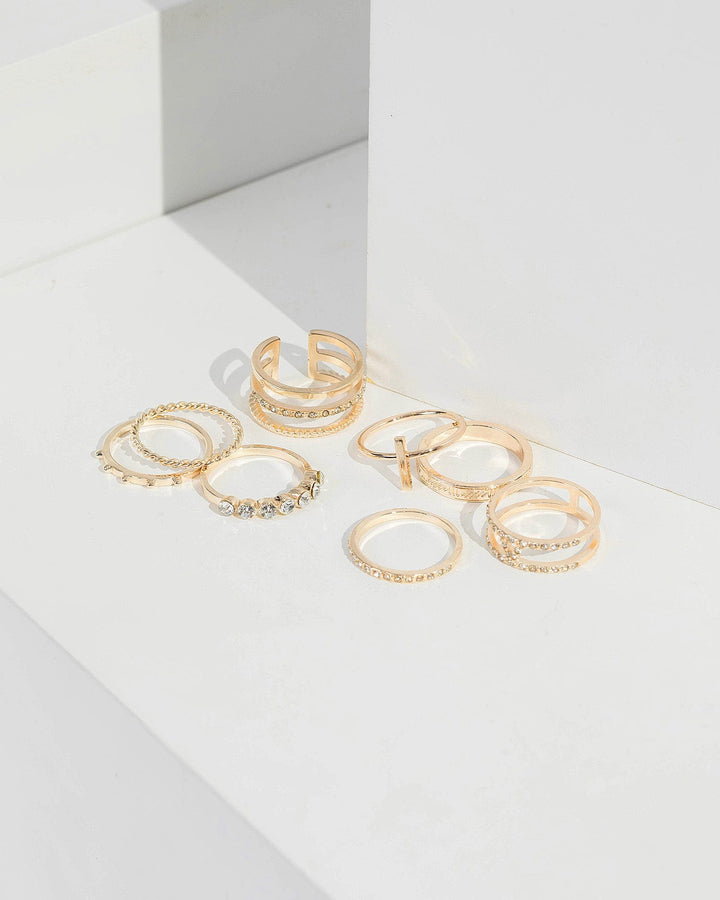 Gold 10 Pack Fine Band Ring | Rings