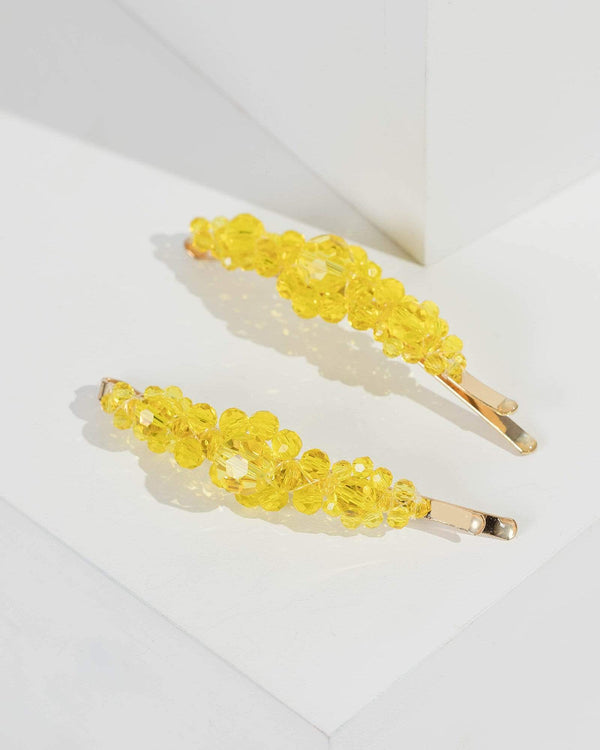 Gold 2 Pack Cluster Crystal Detail Hair Slides | Hair Accessories