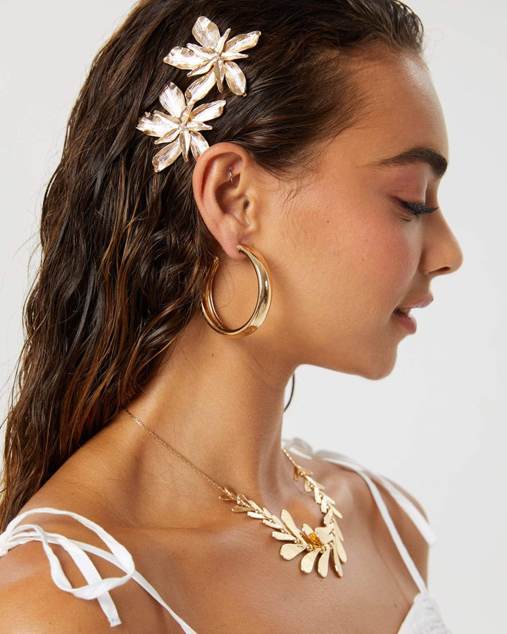 Gold 2 Pack Textured Flower Hair Clip | Accessories