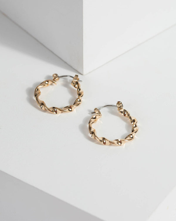 Gold 20mm Twisted Hoop Earrings | Earrings