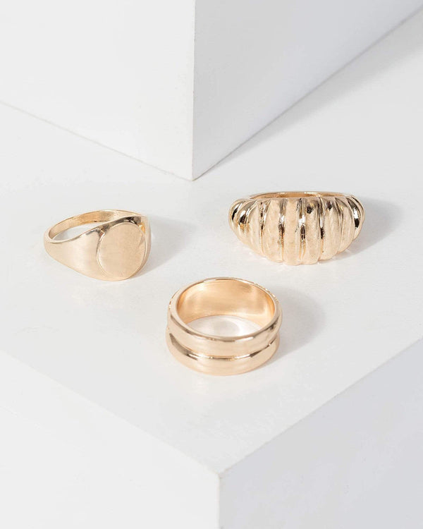 Gold 3 Dome Ring Pack | Rings
