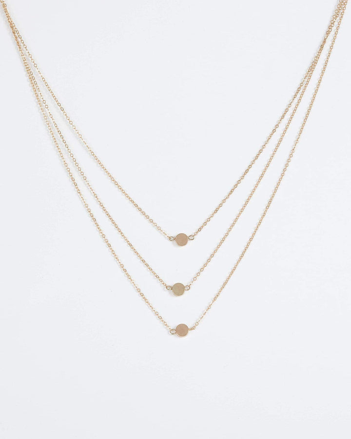 Gold 3 Layer Disc Necklace | Necklaces