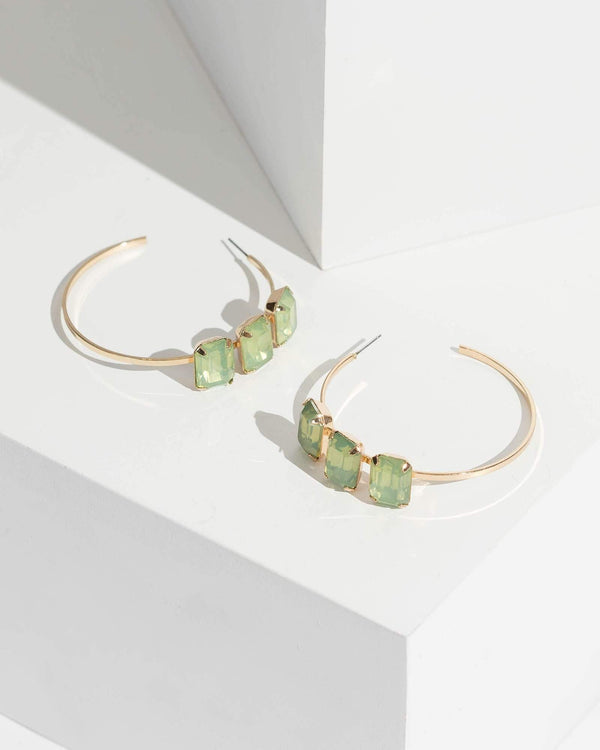 Colette by Colette Hayman Gold 3 Row Crystal Detail Hoop Earrings