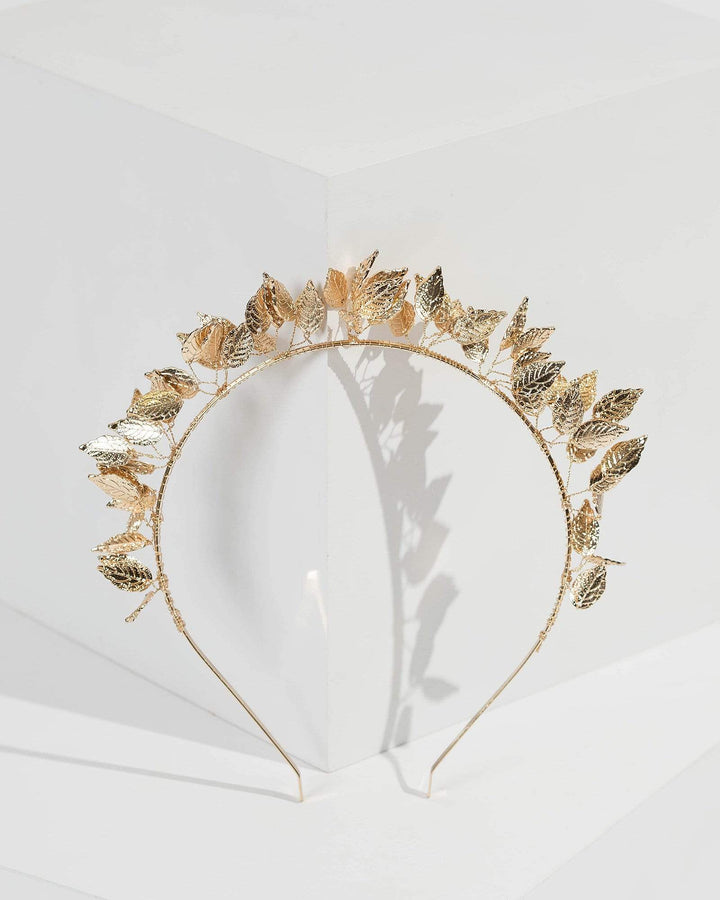 Gold 3D Leaf Detail Headband | Hair Accessories