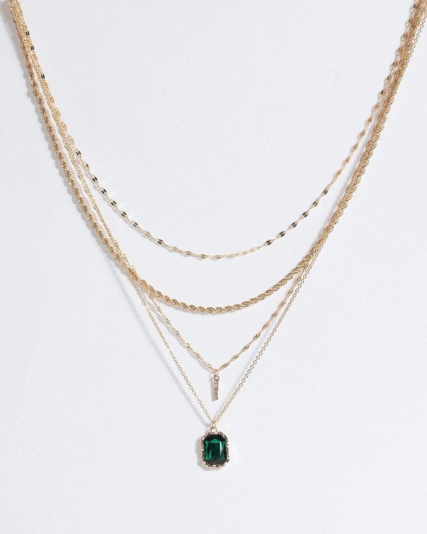 Gold 4 Layer Pendant Chain Necklace | Necklaces