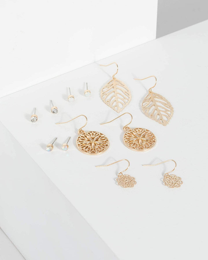 Gold 6 Pack Filigree Mix Earrings | Earrings