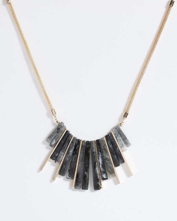Gold Acrylic Metal Fan Statement Necklace | Necklaces