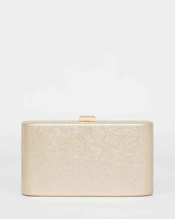 Gold Annalise Curved Clutch Bag | Clutch Bags