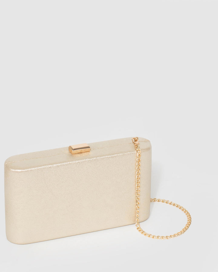 Gold Annalise Curved Clutch Bag | Clutch Bags