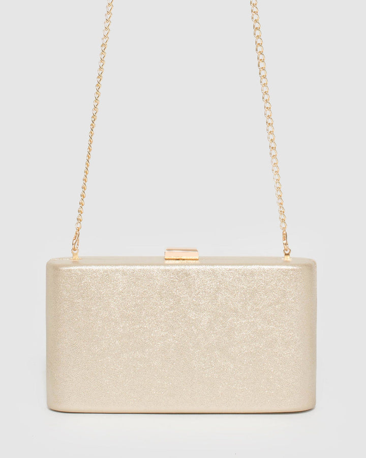 Gold Annalise Curved Clutch Bag | Clutch Bags