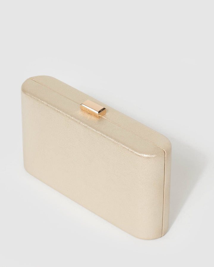 Gold Annalise Curved Clutch Bag | Clutch Bags