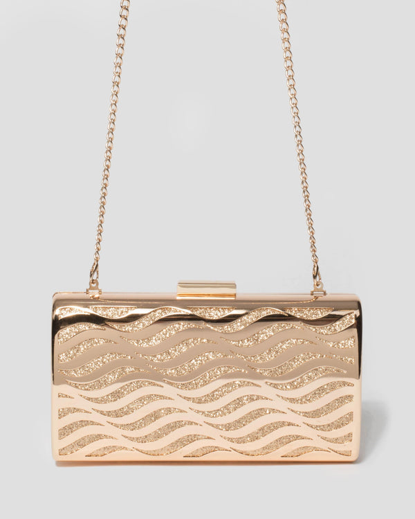 Gold Ariel Hardcase Clutch Bag | Clutch Bags