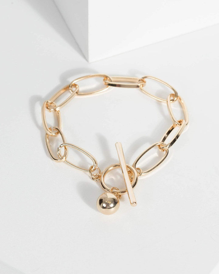 Gold Ball Charm Toggle Bracelet | Wristwear