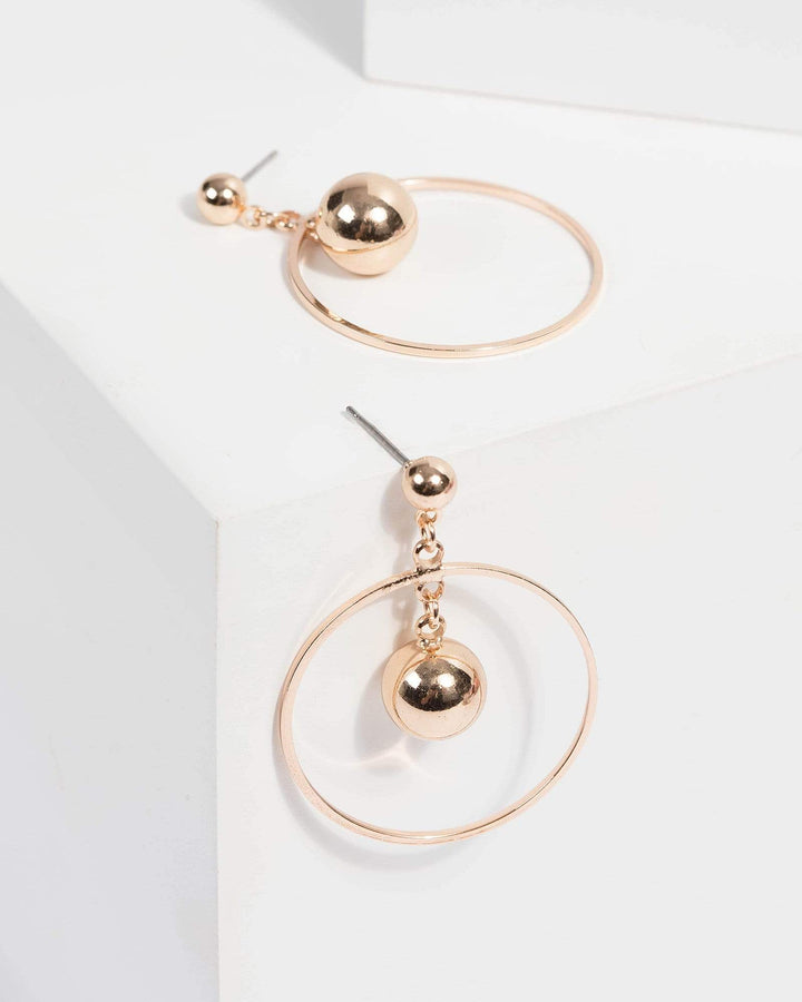 Gold Ball Hoop Drop Earrings | Earrings