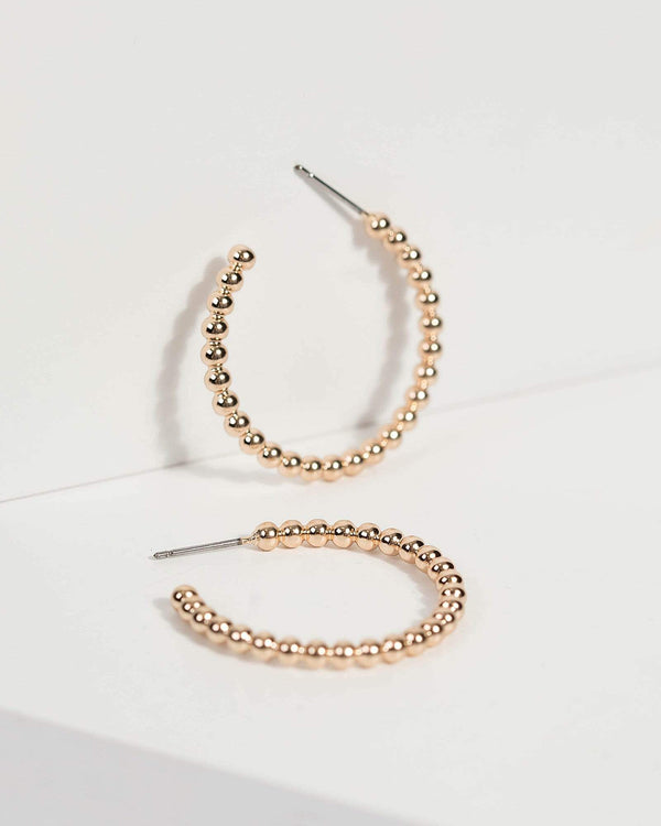 Gold Ball Hoop Earrings | Earrings