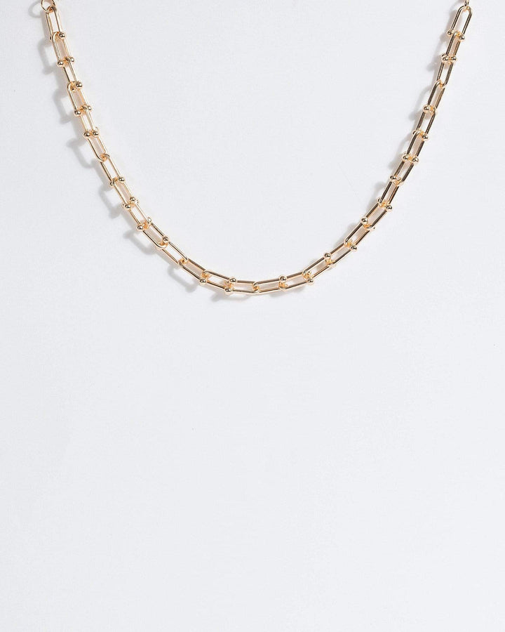 Gold Ball Linked Chain Choker Necklace | Necklaces